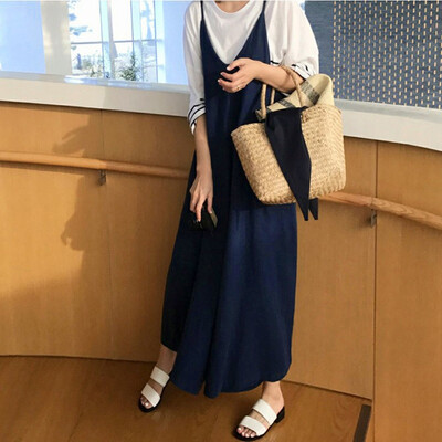 

Tailored Plus Womens Cotton Linen Overall Jumpsuit Baggy Playsuit Wide Leg Pants