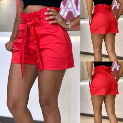 

Women Summer Pants Stylish Shorts Belt Beach High Waist Short Trousers Hot Pants