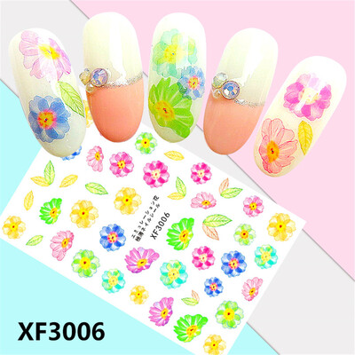 

Toponeto Fresh Style Flower Print 3D Nail Art Stickers Manicure Adhesive Transfer Decals