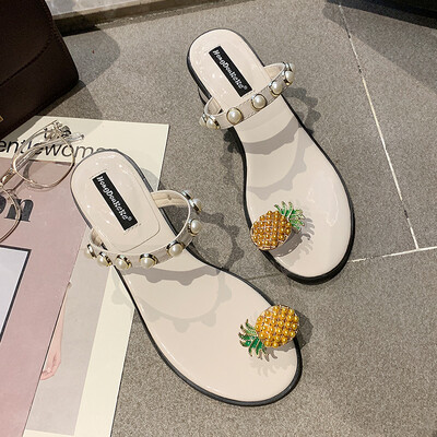 

Sandals Student Colorful Diamond Girl Super Fire Fairy Wind Toe Sand Shoe Pearl Leisure Baitao Girl