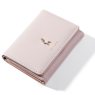 

Quality Women Leather Wallets Candy Color Female Three Folded Women Small Money Bag Coin Purse Photo Card Holder Sweet Wallets