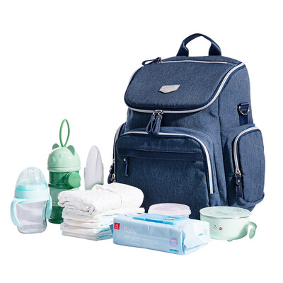 

Three beautiful baby Mummy bag multi-function large capacity shoulder baby out of the portable backpack female mother bag green