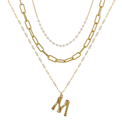 

Tiny Pearl A-Z Fashion Personalized Letter Alphabet Pendant Necklace Gold Color Chain Initial Bib Charms For Women Jewelry