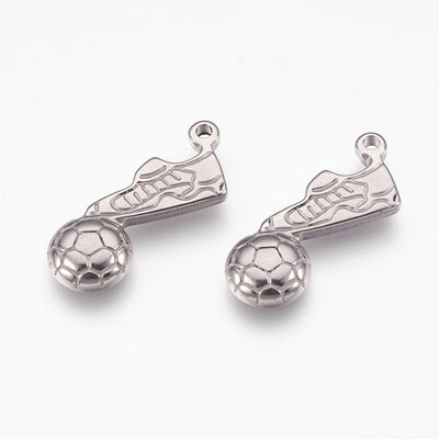 

304 Stainless Steel Pendants Football Shoes&Football Stainless Steel Color 11x26x35mm Hole 18mm