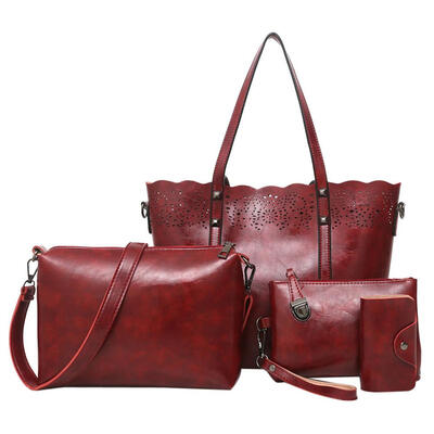 

4pcsSet Concise Women PU Leather HandbagCard BagShoulder BagClutch