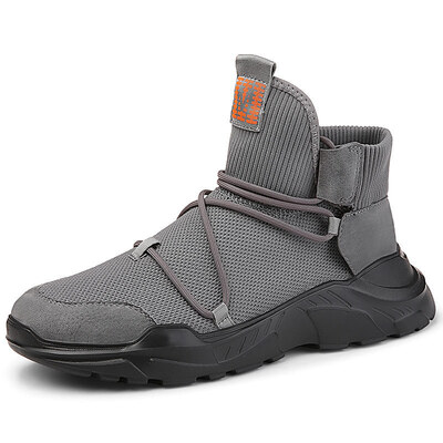 

High-top sneakers mens running shoes soft bottom flying woven sports knit socks shoes