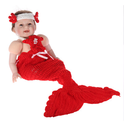 

Baby Infant Mermaid Red Crochet Knitting Costume Soft Adorable Clothes Photo Photography Props for 0-6 Month Newborn