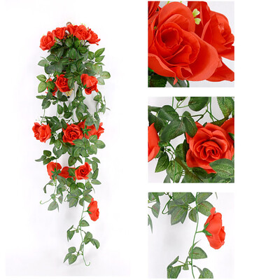

Toponeto Artificial Rose Flower Rattan Green Leaf Vine Garland Home Decor