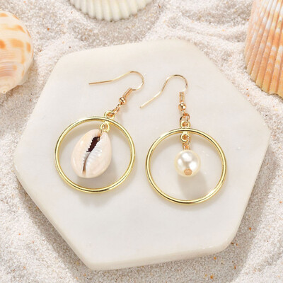 

Bohemian Earrings Gold Fashion Pearl Shell Earrings For Women Drop Conch Earrings Boho Jewelry