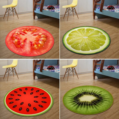 

Anti Slip Warm Furit Rug Kid Sitting Carpet 3D Print Round Kitchen Door Soft Mat