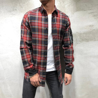 

Toponeto Mens Causal Plaid Long Sleeve Slim Fit Turn-Down Collar Shirt Top Blouse