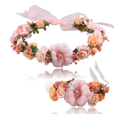 

Fashion Bride Flower Hairband Hair Accessories Wedding Hairband With Flower Bracelet Wristband