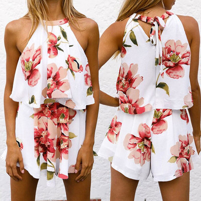 

Roseonmyhand Womens Floral Summer Beach Vest Shirt Tops Blouse Shorts Pants 2PCS Set