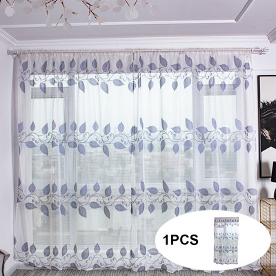 

Gobestart leaves Trees Sheer Curtain Tulle Window Treatment Voile Drape Valance Fabric