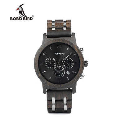 

BOBOBIRD P19-1 Men Quartz Watch Wooden Band Fashion Multifunction Wristwatch 3ATM Chronograph Calendar Date Week Display Watches