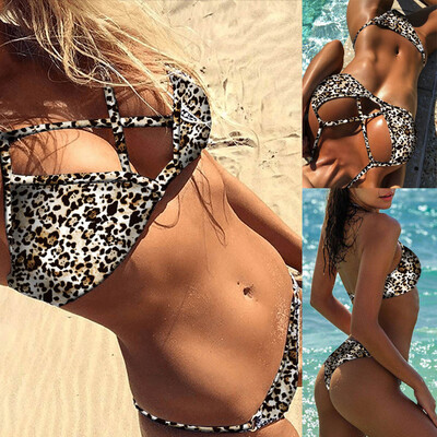 

Saidsome Women Swimwear Beachwear Leopard 2 Pieces Bikini Swimsuit Bathing Suit