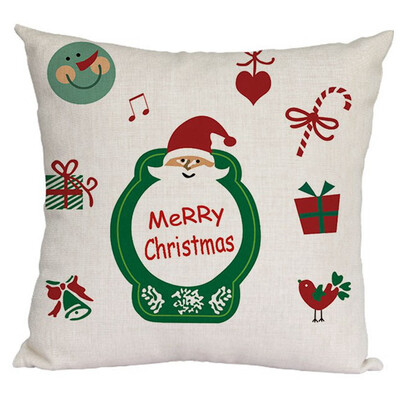 

18 X 18 Inch Christmas Pillow Cover Cotton Linen Decorative Pillowcases Holiday Sofa Cushion Cover