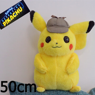 

Stuffed Pikachu Doll Plush Cute Toys for Children Movie Detective Pikachu with Sherlock Holmes Hat Pokeball Monster Cotton Toys