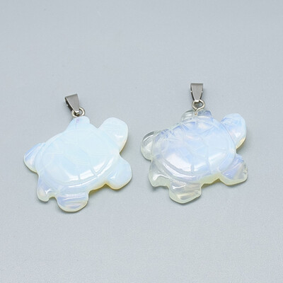 

Opalite Pendants with Stainless Steel Snap On Bails Tortoise 4143x3537x710mm Hole 6x4mm