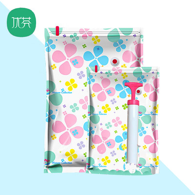 

Youfen thick vacuum storage compression bag 7 piece set to send manual pump quilt bag clothes vacuum storage bag lucky four-leaf clover