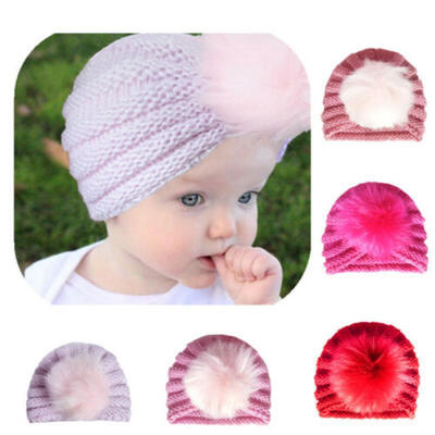 

Kids Baby Girl&Boy Warm Beanie Cap Knit Beanie Fur Pom Pom Hat Crochet Ski Cap