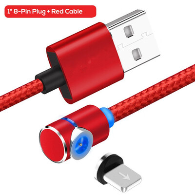 

90 Degree 3 in 1 Led Cable Magnetic Charging Cable for iPhone X 8 7 6 Plus L Nylon Micro USB Cable USB Type-C USB C Cable