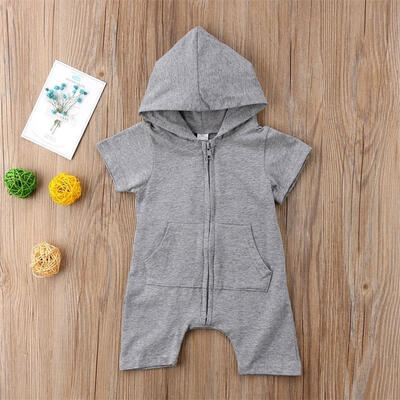 

Baby Kids Hooded Newborn Boy Cotton Hooded Romper Jumpsuit Bodysuit Clothes Outfit