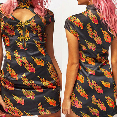 

Women Boho Floral Short Mini Dress Party Evening Summer Beach Holiday Sun Dress