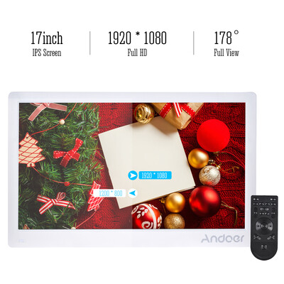 

Andoer 17inch Digital Photo Frame Full View IPS Screen 1920 1080 HD Advertising Machine Support Random Play with Remote Control