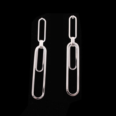 

EK266 Simple Jewelry Gold Silver Color Geometric Paper Clip Drop Earrings for Women New Fashion Ladies Long Earrings Brincos