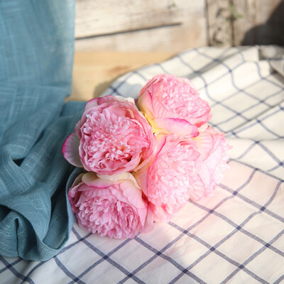 

Gobestart Artificial Silk Fake Flowers Peony Floral Wedding Bouquet Bridal Hydrangea A