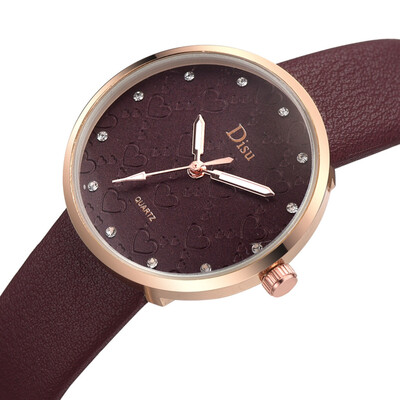 

RM Fashion Lady Frosted Dial Heart Shape Pattern Leather Belt Watch Quartz Watch