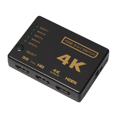 

5-Port 4K HDMI Switch Switcher Selector Remote Connect 5 Devices to HDTV