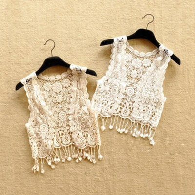 

Women Summer Crochet Tassel Hollow Shrug Top Gilet Waistcoat Short Coat Cardigan