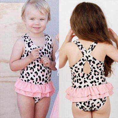 

Baby Girls Toddler Kids Leopard Swimwear Swimsuit Bikini Set Bathing Tankini US