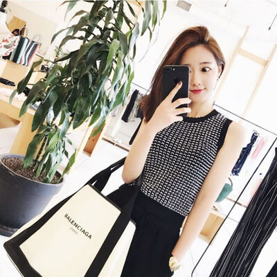 

Women Summer Casual Basic Sexy Print Knit U-Neck Bottoming Warm Sleeveless Vest Stretch Tank Tops