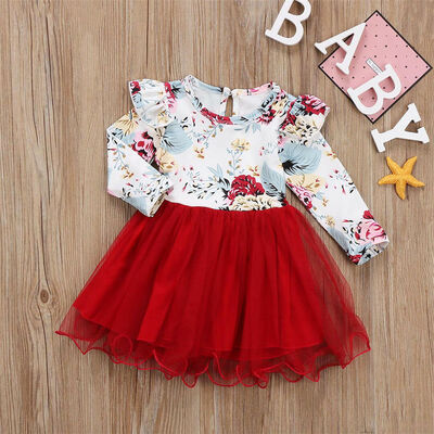 

Newborn Kids Baby Girls Floral Bowknot Flutter Tulle Dress Tutu Skirts Clothes