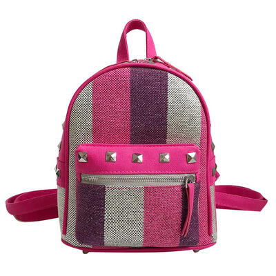 

Fashion Girls Rivet Canvas Backpack Casual Weave Rucksack Shoulder Bags