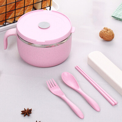 

Toponeto Wheat Straw Noodle Bowl Handle Food Fruit Container Kitchen Rice Soup Bowl