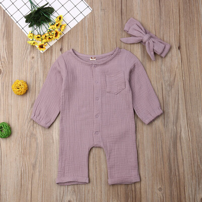 

Newborn Infant Baby Girl Romper Bodysuit Jumpsuit Headband Clothes Outfit Set