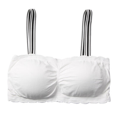 

Fitness breathable hole bra casual lingerie striped shoulder strap sexy wrapped chest bras seamless removable pad underwear