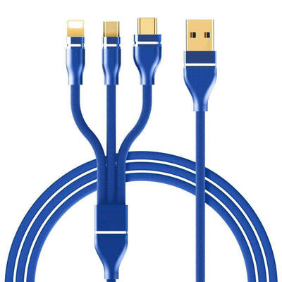 

Universal 12m 3-in-1 USB To Micro USB Lightning Type-C 3A Charging Data Cable Cord For IPhone Android Phones