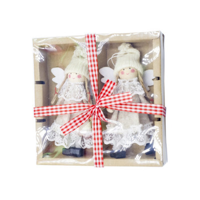 

2pcsset Christmas Lace Ange Doll Wing Angel Girl Doll Xmas Tree DIY Hanging Ornament Pendant Home Decorations
