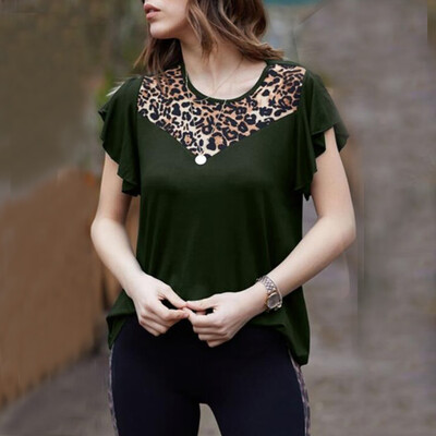 

Nomeni Women Summer Fashion Casual Leopard Short Sleeve O-Neck Tops T-Shirt