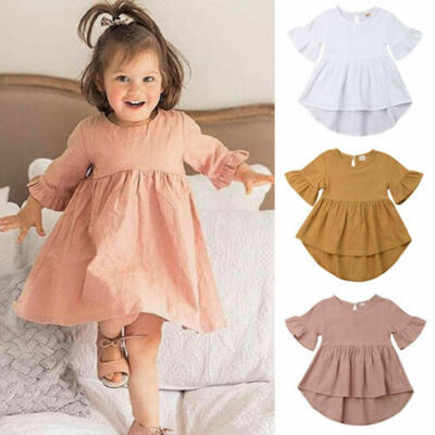 

US 1-5Years Toddler Girls Baby Kid Skirt Infant Dress Skirt Cotton Linen Dress