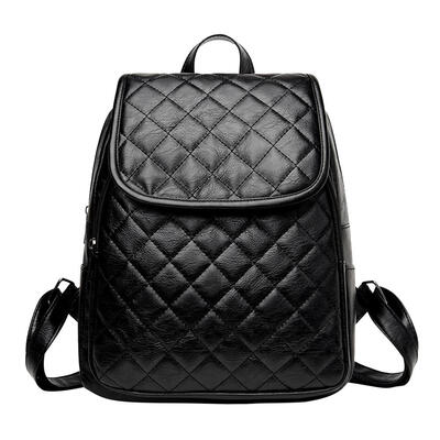 

Women Plaid Leather Backpacks Casual Teen Girls School Travel Shoulder Bags