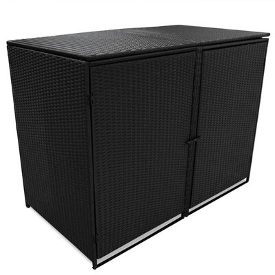 

Double Wheelie Bin Shed Poly Rattan Black 583"x315"x437"