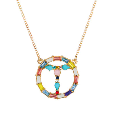 

Fashion Gold Silver Style Cubic Zirconia A-Z Initials Letter Pendant Necklaces