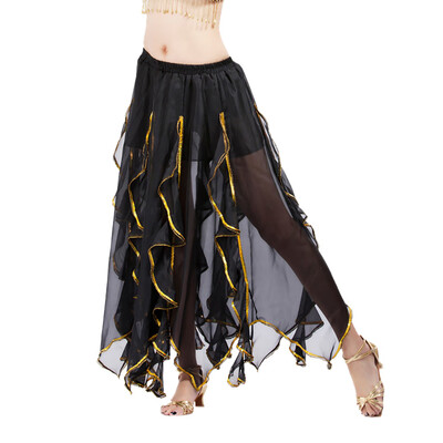

Roseonmyhand Women Sequin Side Split Skirt Chiffon Belly Dance Performance Skirt