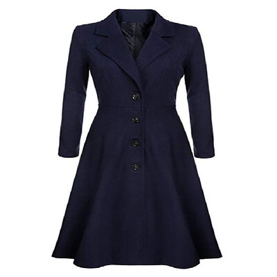

Solid Notched Lapel Buttons Long Sleeves Coat